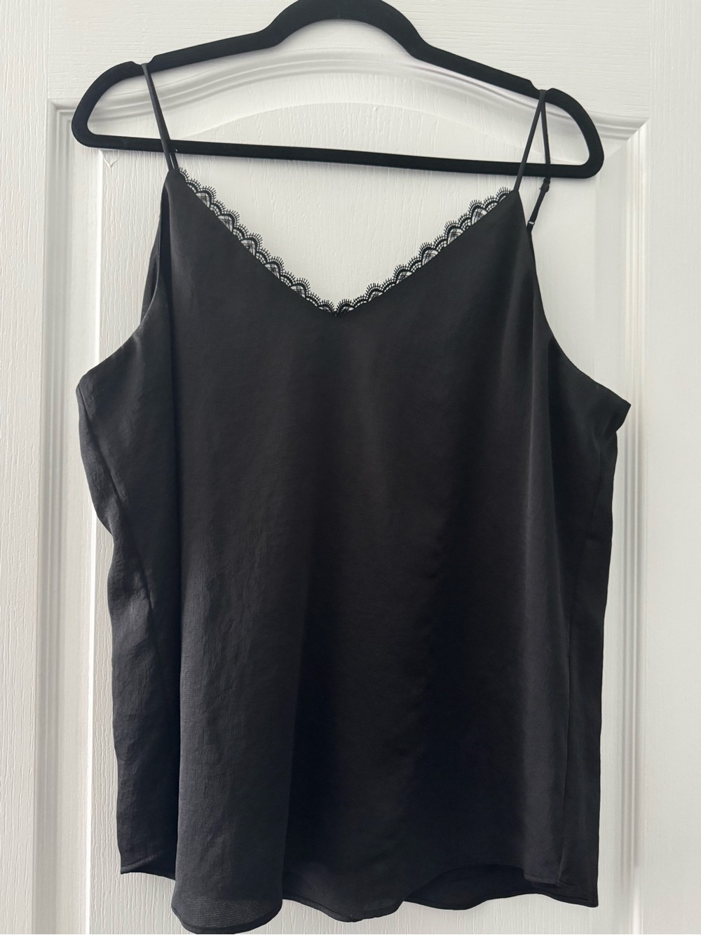Express Black Lace Trim Satin Tank Top